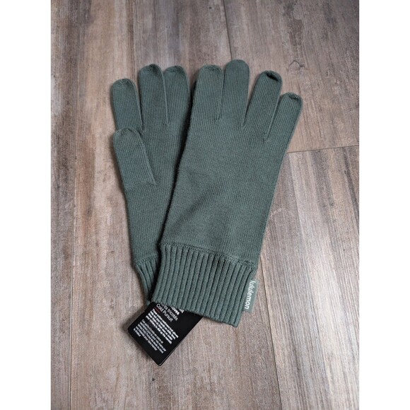 NWT Lululemon Cold Pursuit Knit Gloves Dark Forest Green Size L/XL LM9ANXS NEW - Picture 2 of 4